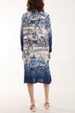 Navy Ombre Landscape Print Midi Dress For Women ONE SIZE - Dropwear