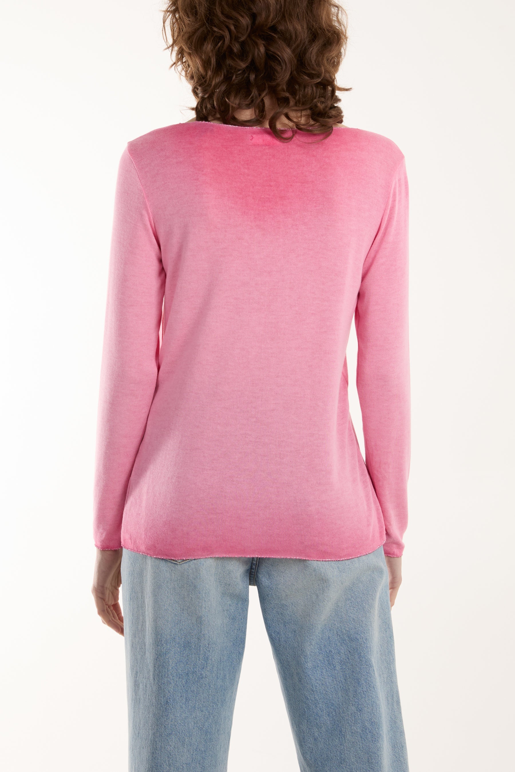 Acid Wash Shimmer Edge Fine Jumper For Women  - Dropwear