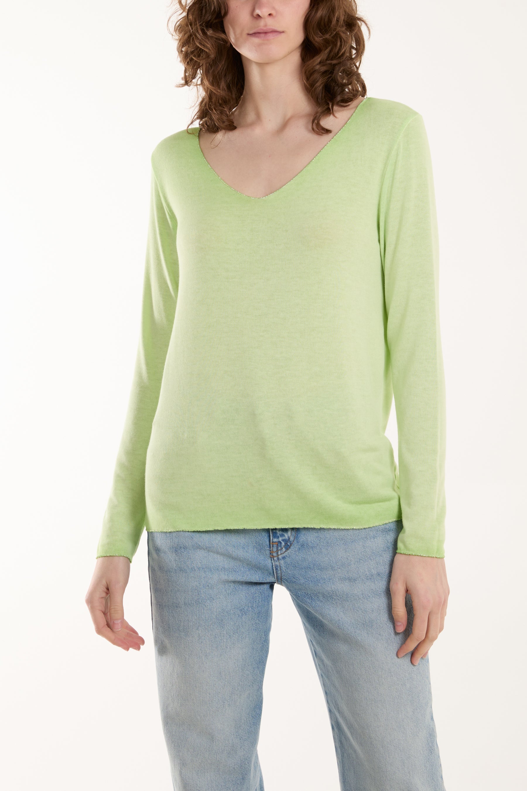 Acid Wash Shimmer Edge Fine Jumper For Women  - Dropwear