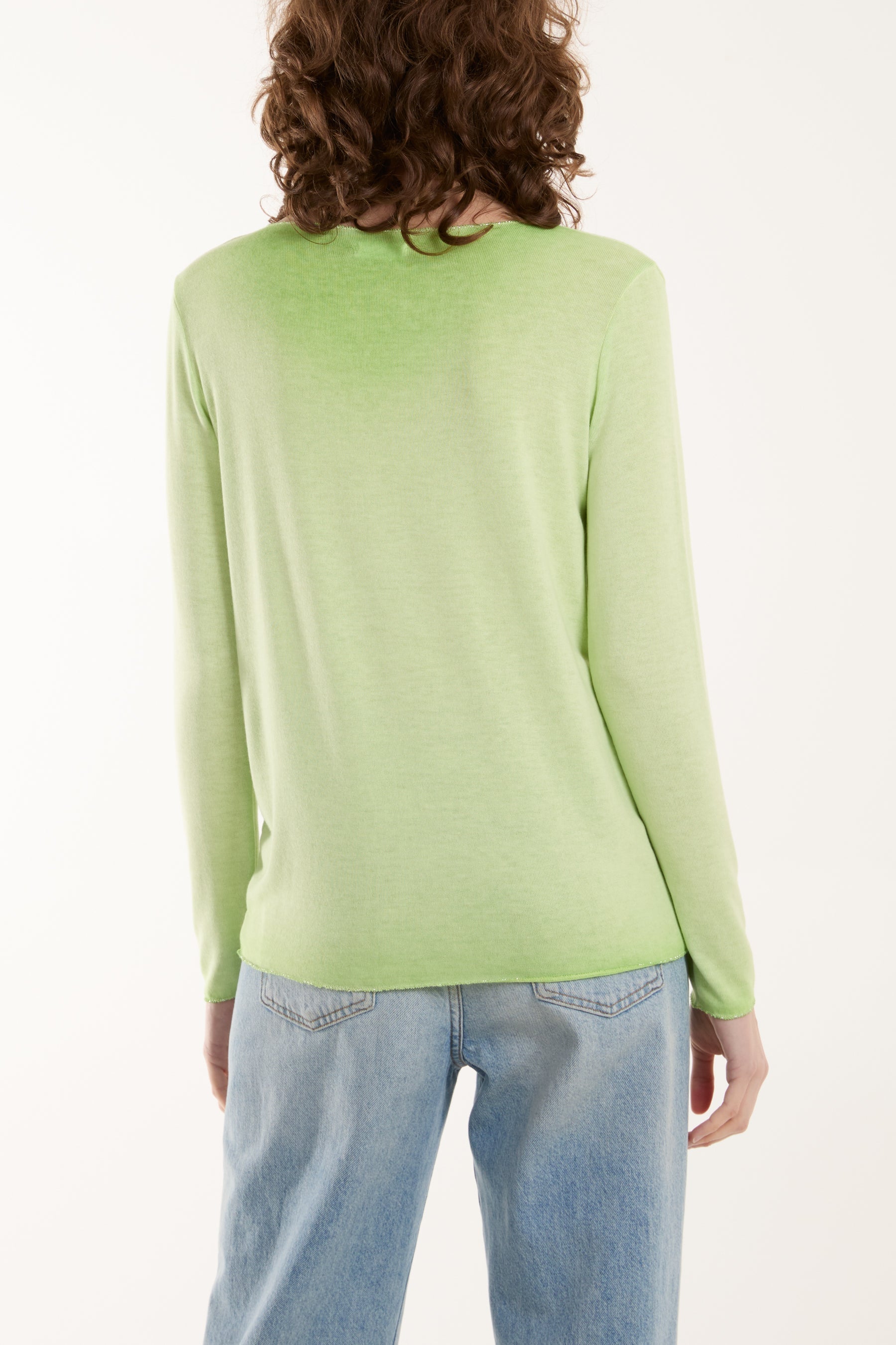 Acid Wash Shimmer Edge Fine Jumper For Women  - Dropwear