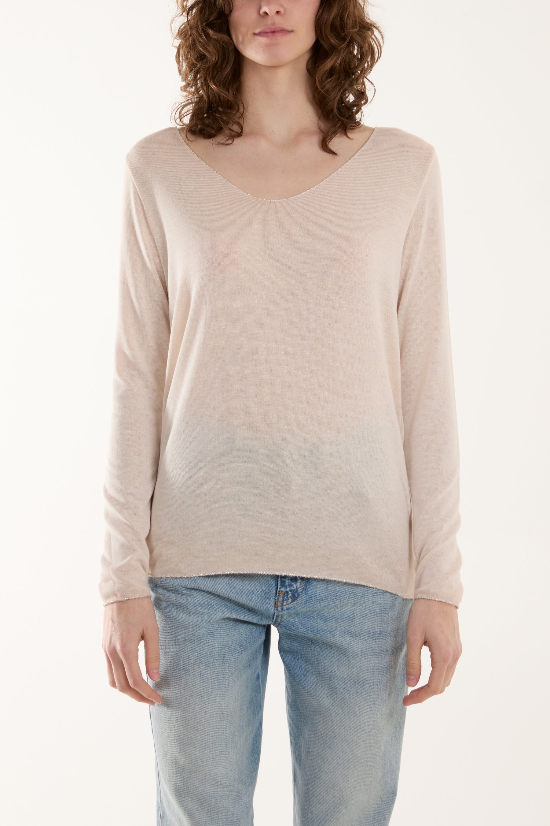 Acid Wash Shimmer Edge Fine Jumper For Women  - Dropwear