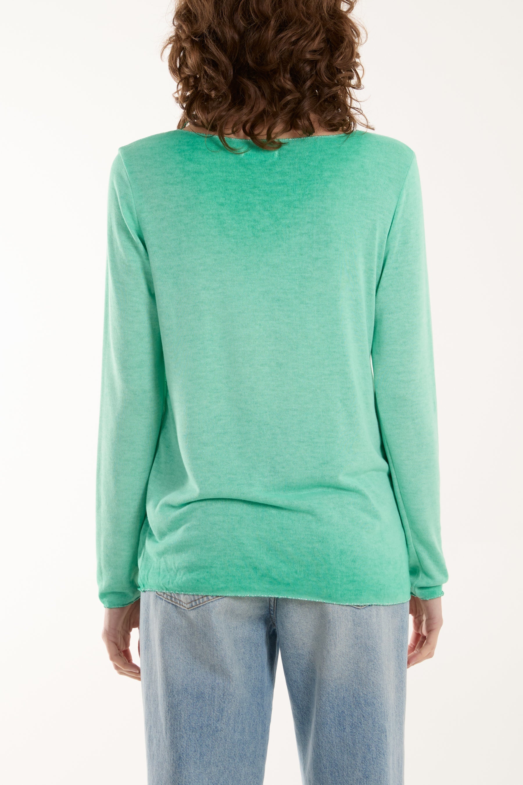 Orange Acid Wash Shimmer Edge Fine Jumper For Women ONE SIZE - Dropwear