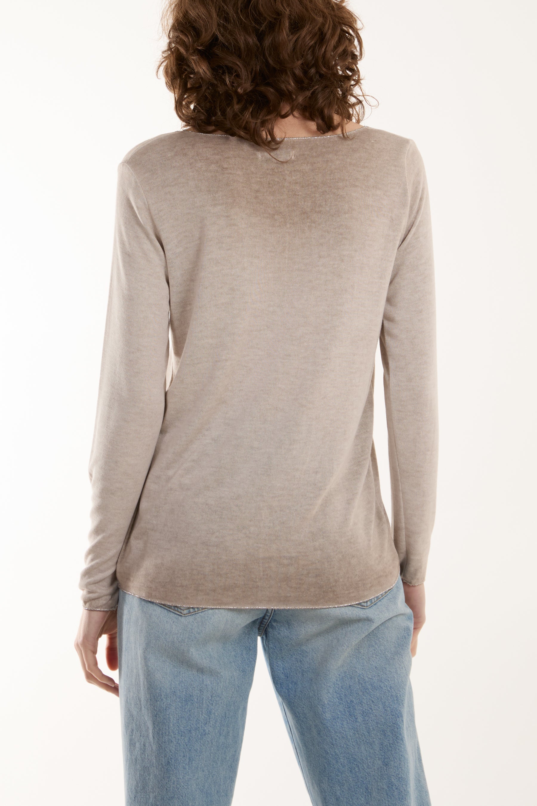 Acid Wash Shimmer Edge Fine Jumper For Women  - Dropwear