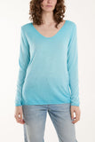 Mocha Acid Wash Shimmer Edge Fine Jumper For Women ONE SIZE - Dropwear