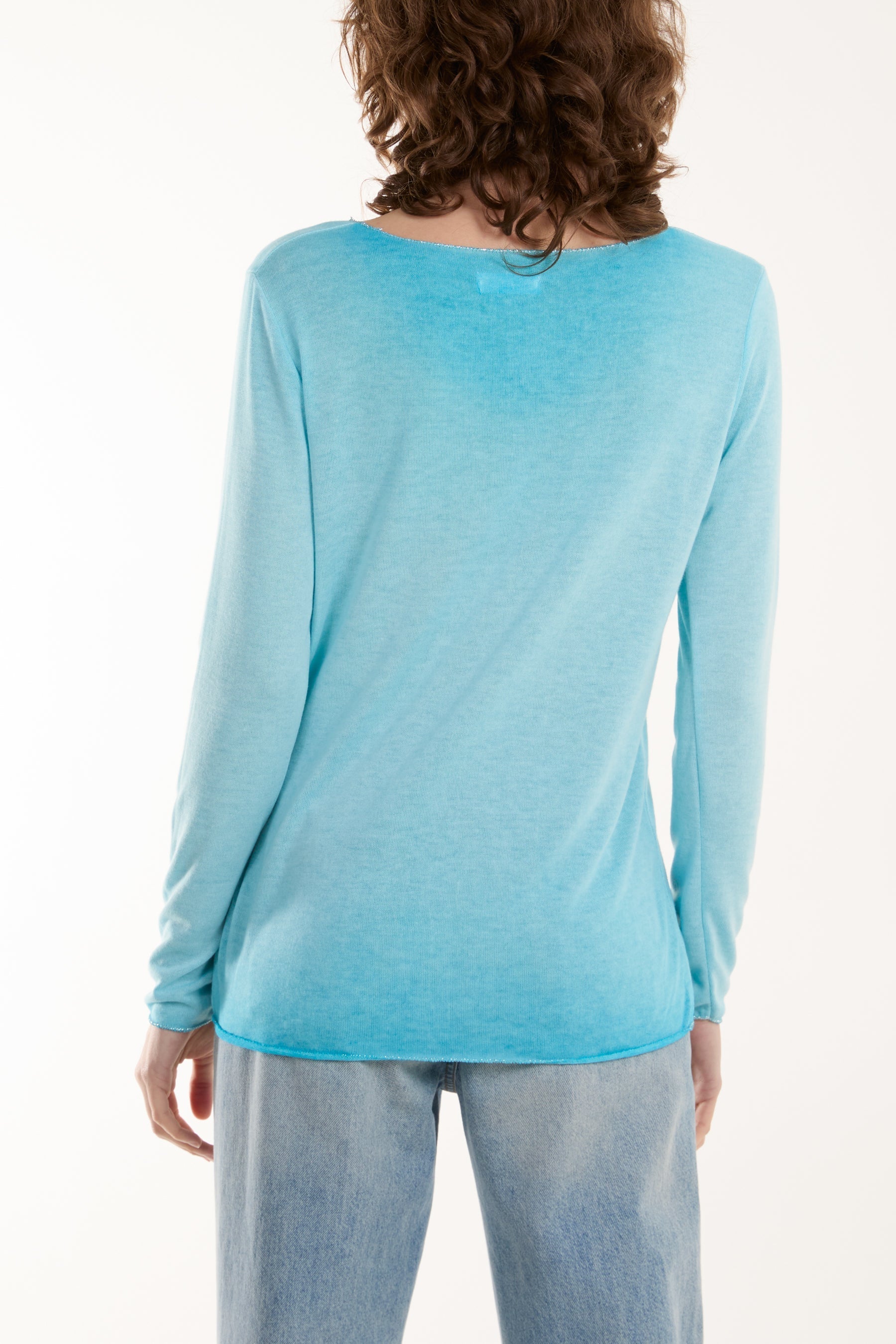 Coral Acid Wash Shimmer Edge Fine Jumper For Women ONE SIZE - Dropwear