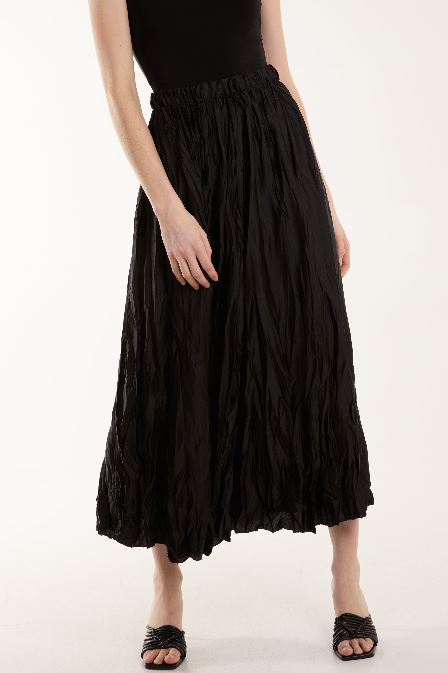 Stone Crinkle Satin Midi Skirt For Women ONE SIZE - Dropwear