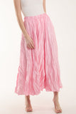 Light Blue Crinkle Satin Midi Skirt For Women ONE SIZE - Dropwear
