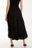 Black Crinkle Satin Midi Skirt For Women ONE SIZE - Dropwear