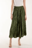Navy Crinkle Satin Midi Skirt For Women ONE SIZE - Dropwear