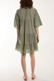 White Broderie Anglaise 3D Leaves Smock Dress For Women ONE SIZE - Dropwear