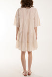 Light Blue Broderie Anglaise 3D Leaves Smock Dress For Women ONE SIZE - Dropwear