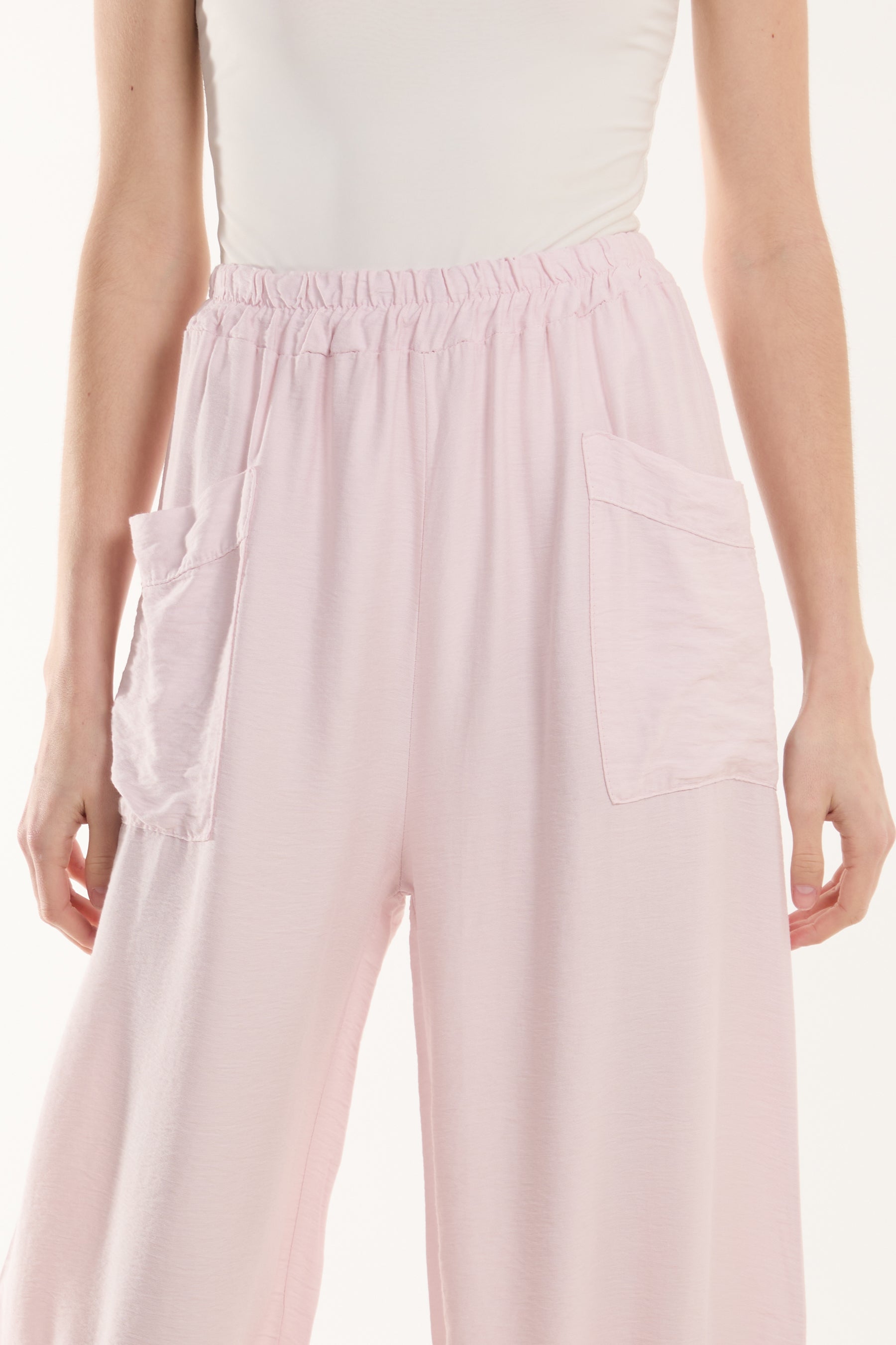 Blush Linen Blend Two Pocket Harem Trousers For Women ONE SIZE - Dropwear