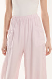 Blush Linen Blend Two Pocket Harem Trousers For Women ONE SIZE - Dropwear