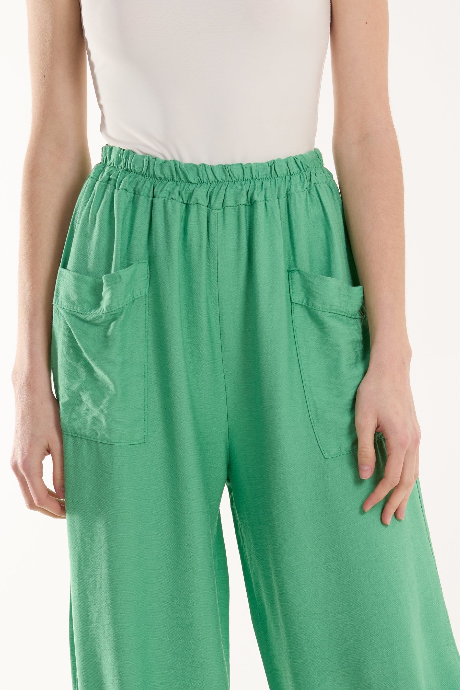 Linen Blend Two Pocket Harem Trousers For Women  - Dropwear