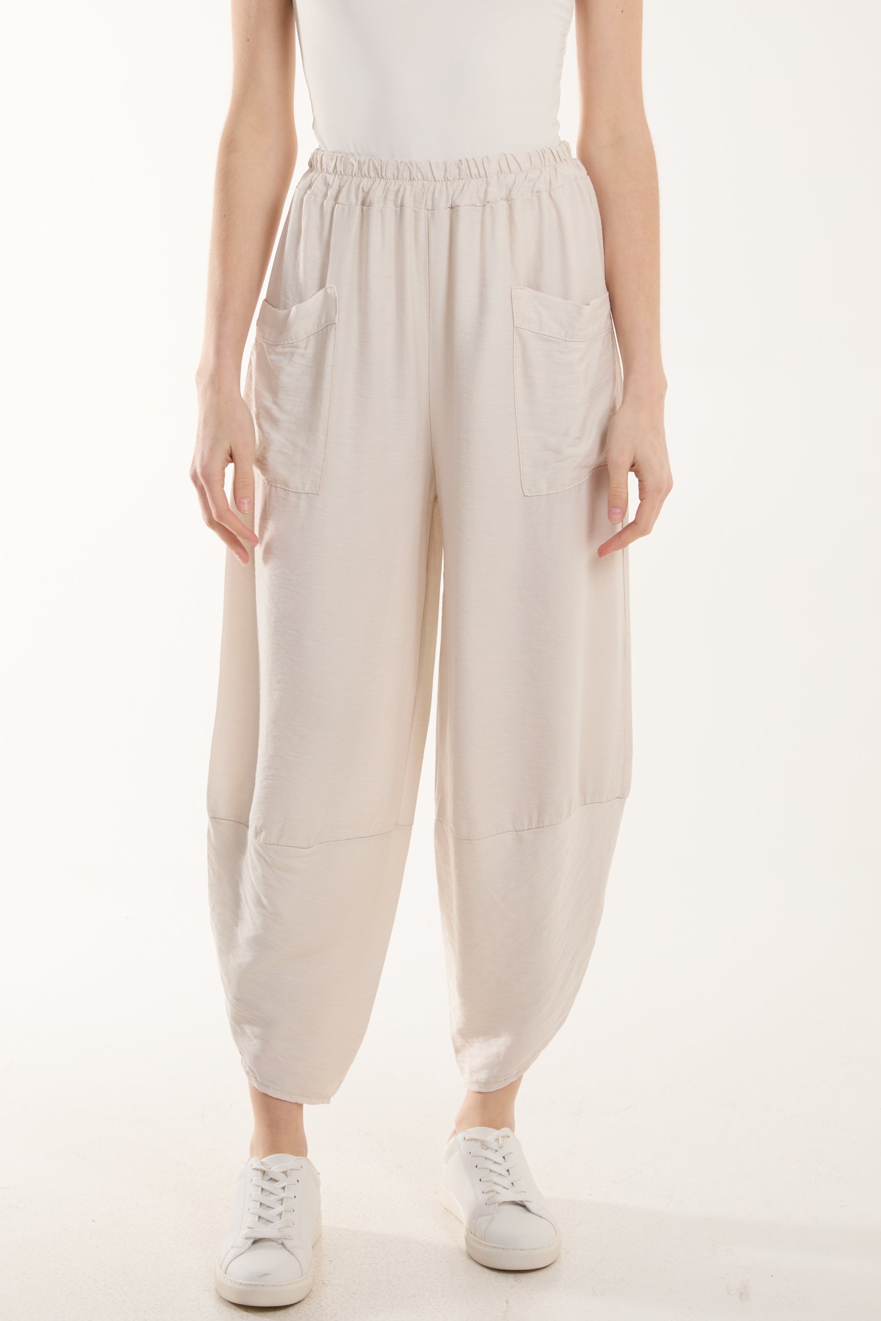 Linen Blend Two Pocket Harem Trousers For Women  - Dropwear