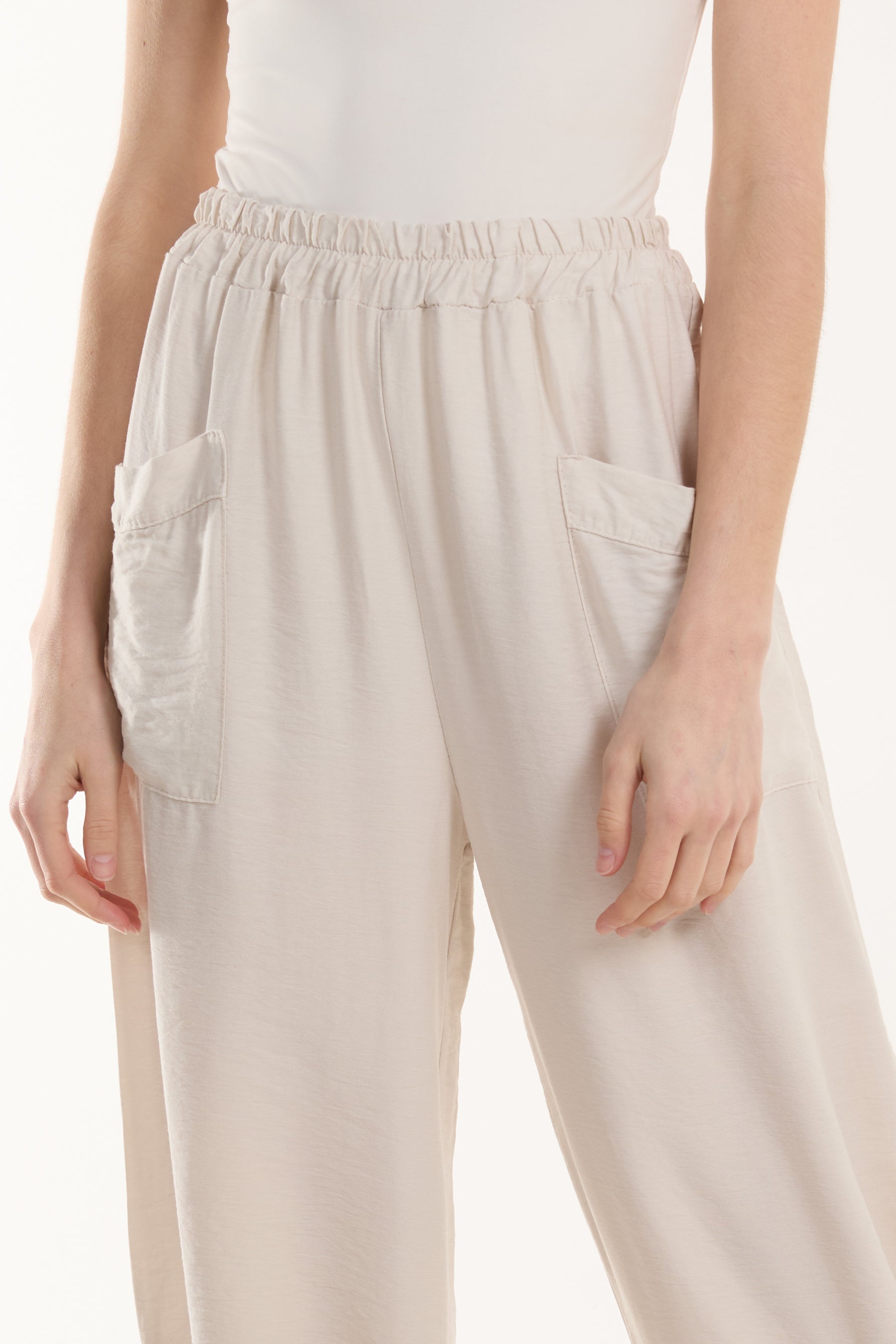 Linen Blend Two Pocket Harem Trousers For Women  - Dropwear