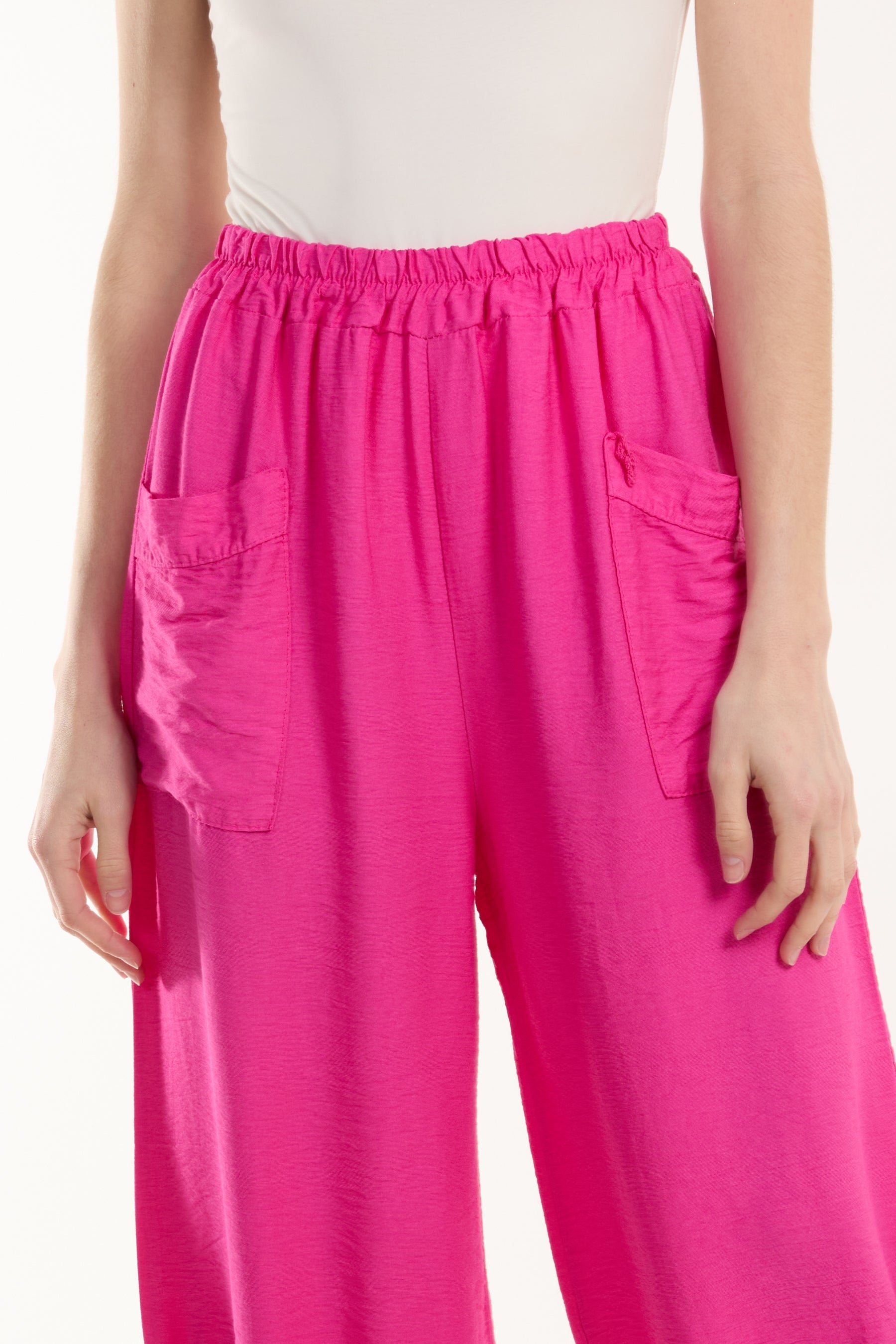 Linen Blend Two Pocket Harem Trousers For Women  - Dropwear