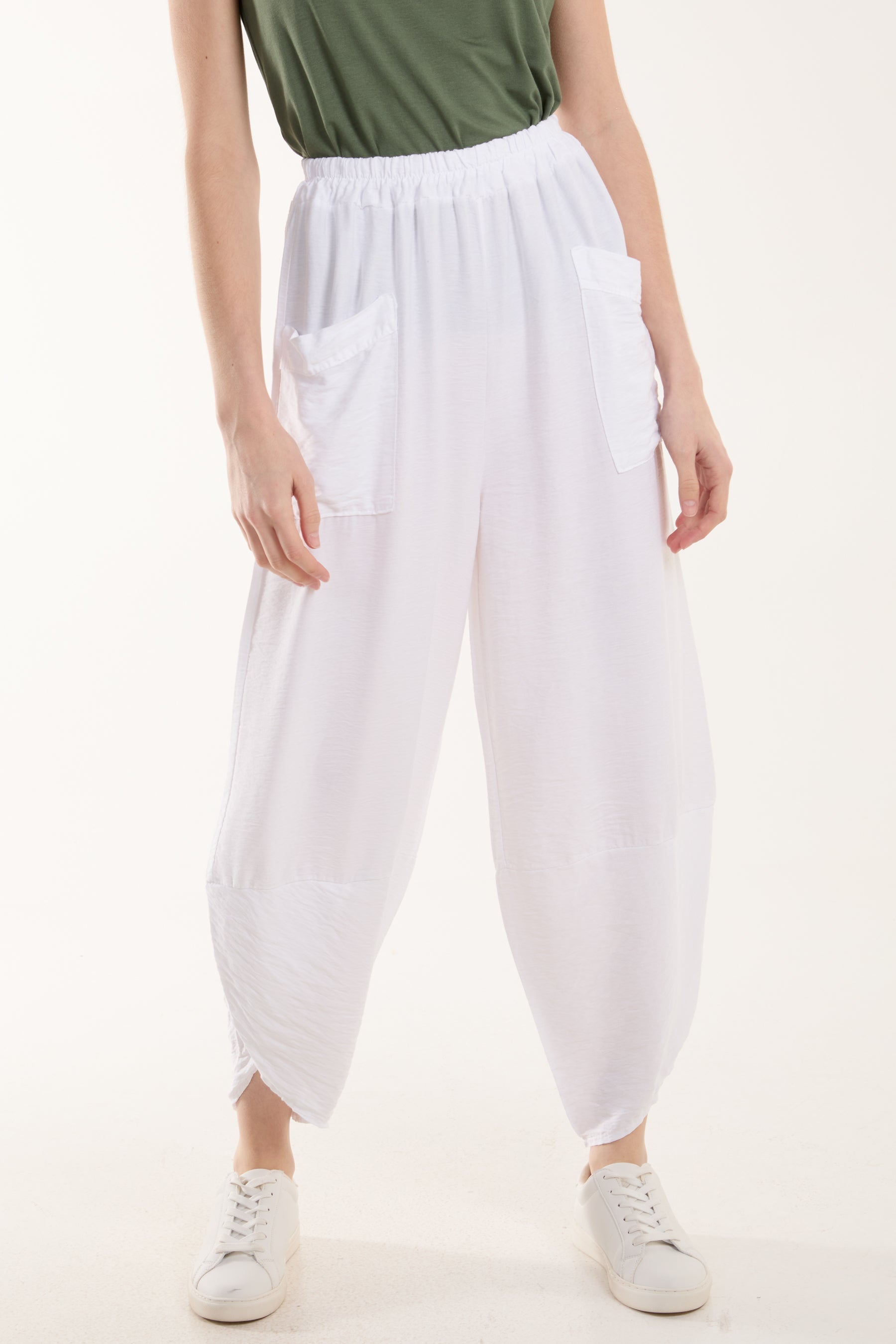 Linen Blend Two Pocket Harem Trousers For Women  - Dropwear