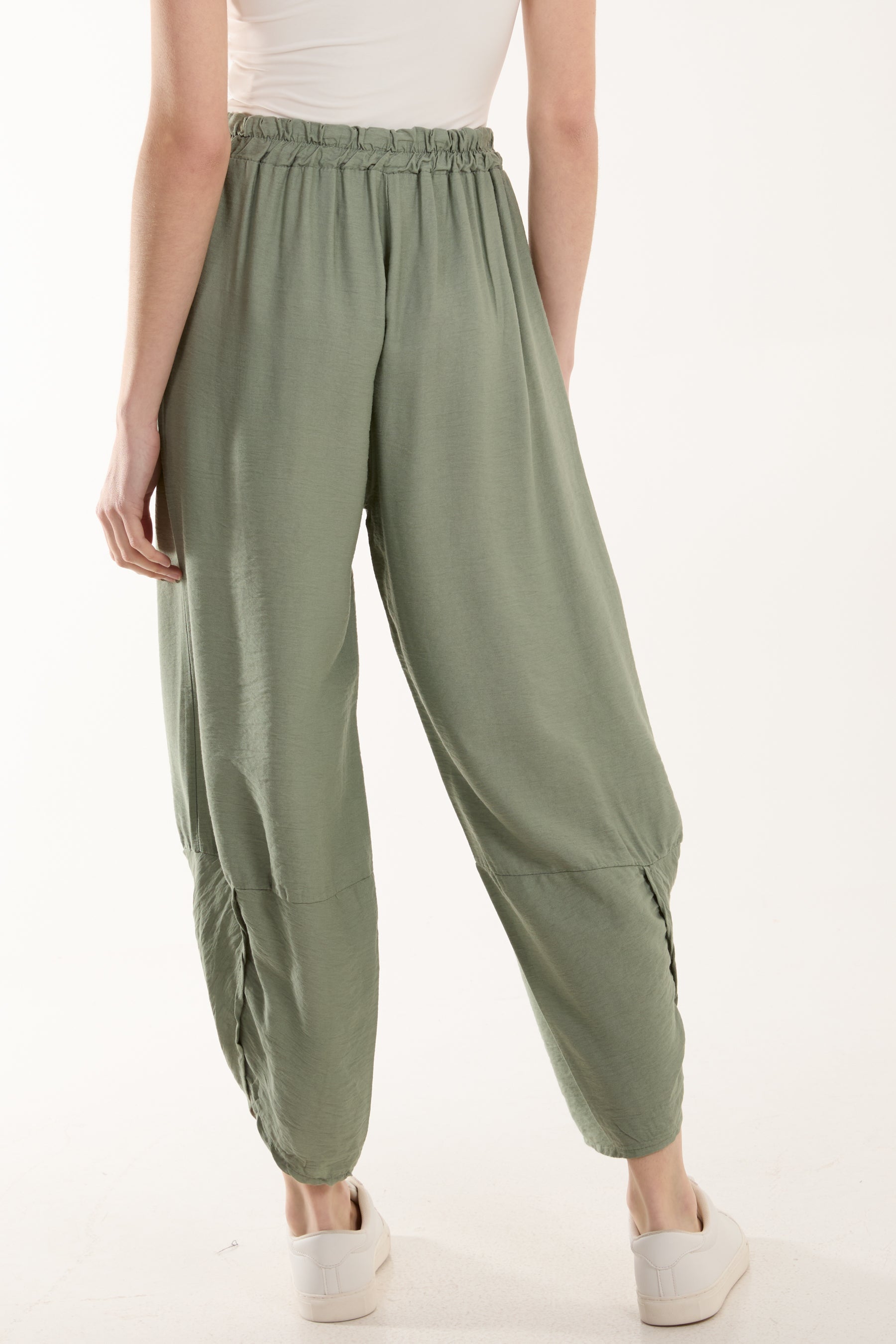 Navy Linen Blend Two Pocket Harem Trousers For Women ONE SIZE - Dropwear