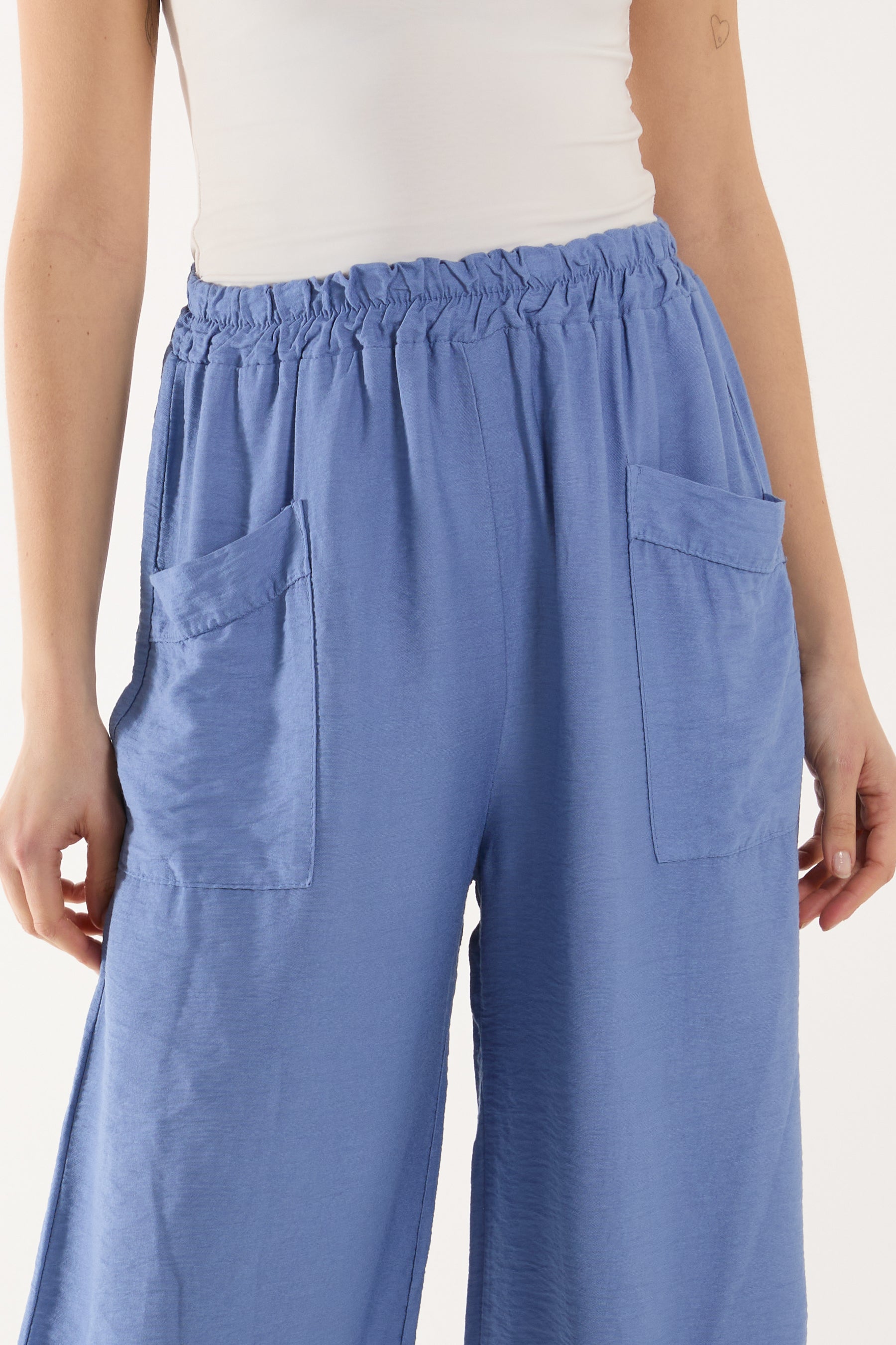 Linen Blend Two Pocket Harem Trousers For Women  - Dropwear
