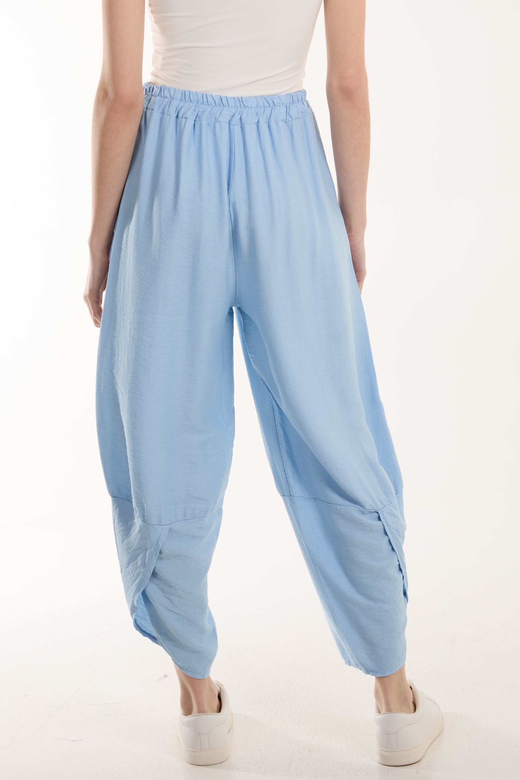 Khaki Linen Blend Two Pocket Harem Trousers For Women ONE SIZE - Dropwear