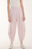 Fuchsia Linen Blend Two Pocket Harem Trousers For Women ONE SIZE - Dropwear