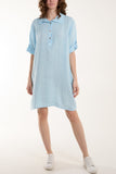 Mocha Linen Pocket Shirt Mini Dress For Women ONE SIZE - Dropwear