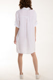 Linen Pocket Shirt Mini Dress For Women  - Dropwear