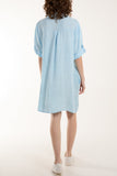 White Linen Pocket Shirt Mini Dress For Women ONE SIZE - Dropwear