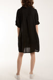 Linen Pocket Shirt Mini Dress For Women  - Dropwear