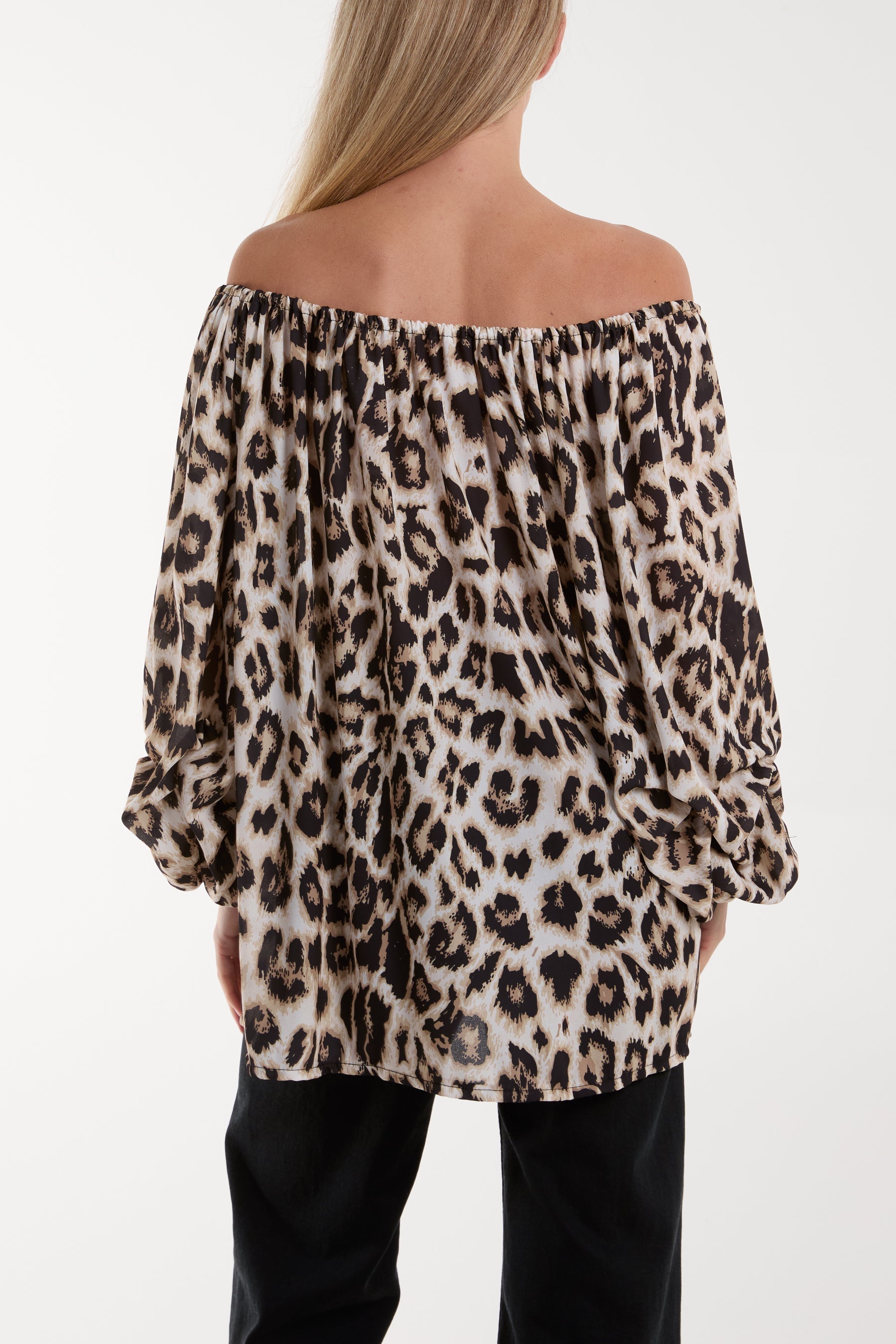 Jade Bardot Leopard Print Blouse For Women ONE SIZE - Dropwear