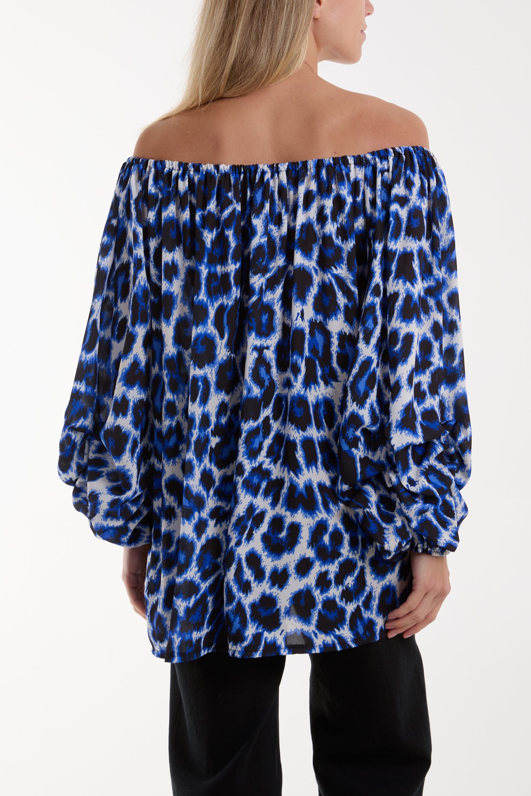 Camel Bardot Leopard Print Blouse For Women ONE SIZE - Dropwear