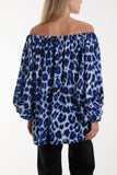 Camel Bardot Leopard Print Blouse For Women ONE SIZE - Dropwear