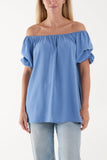 Puff Sleeve Smock Bardot Top For Women  - Dropwear