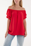 Puff Sleeve Smock Bardot Top For Women  - Dropwear