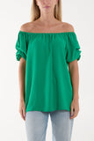 Puff Sleeve Smock Bardot Top For Women  - Dropwear
