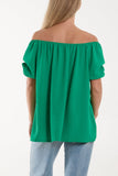Puff Sleeve Smock Bardot Top For Women  - Dropwear
