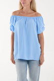 White Puff Sleeve Smock Bardot Top For Women ONE SIZE - Dropwear