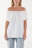 Red Puff Sleeve Smock Bardot Top For Women ONE SIZE - Dropwear
