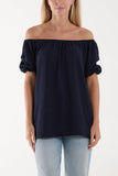 Hot Pink Puff Sleeve Smock Bardot Top For Women ONE SIZE - Dropwear