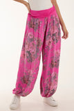 Roses Contrast Waist Harem Trousers For Women  - Dropwear