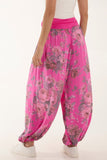 Roses Contrast Waist Harem Trousers For Women  - Dropwear