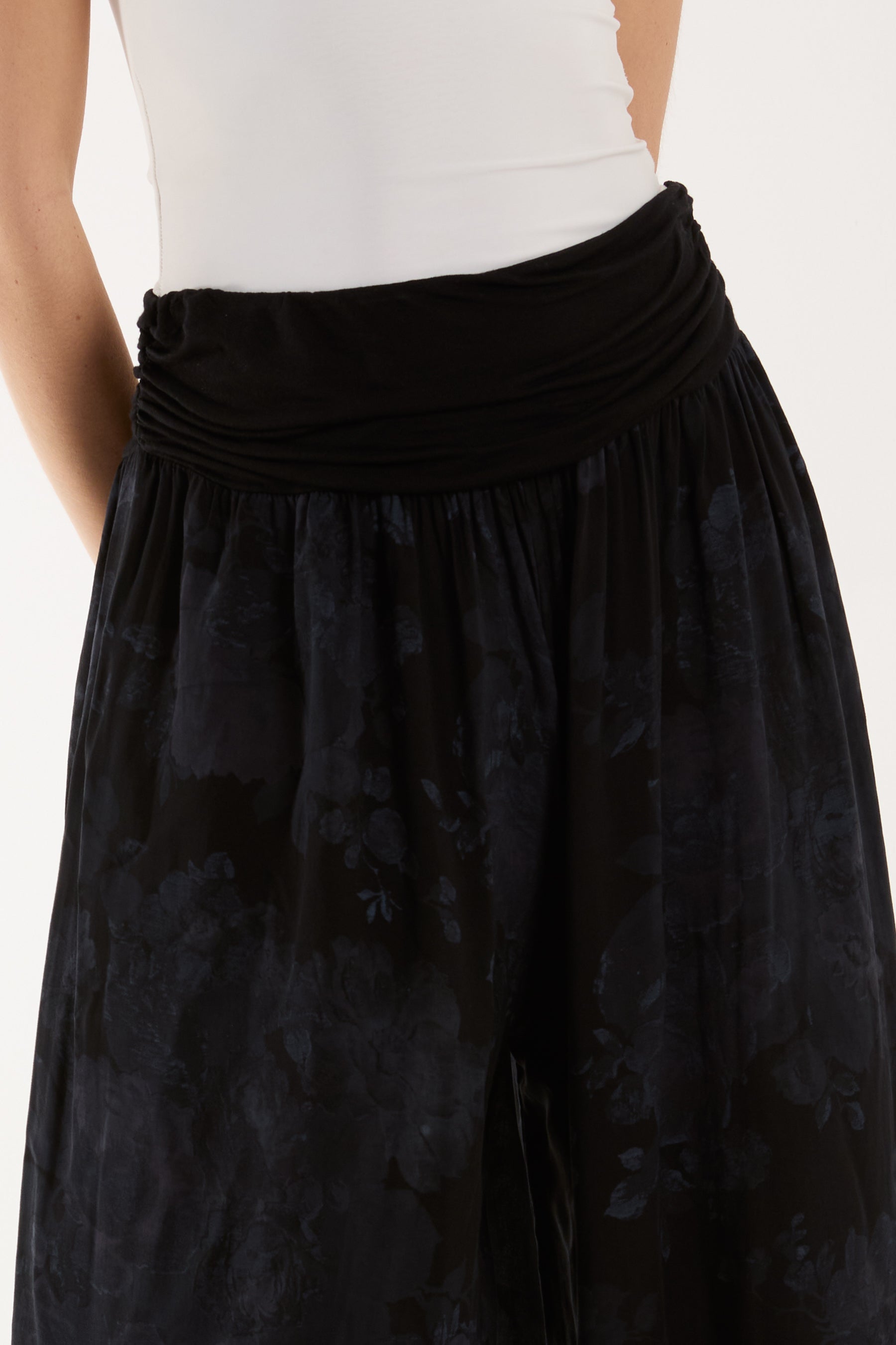 Roses Contrast Waist Harem Trousers For Women  - Dropwear