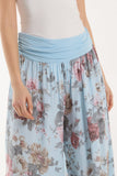 Jade Roses Contrast Waist Harem Trousers For Women ONE SIZE - Dropwear