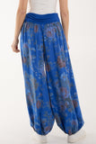 Charcoal Roses Contrast Waist Harem Trousers For Women ONE SIZE - Dropwear