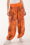 Roses Contrast Waist Harem Trousers For Women  - Dropwear