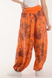 Roses Contrast Waist Harem Trousers For Women  - Dropwear