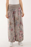 Roses Contrast Waist Harem Trousers For Women  - Dropwear