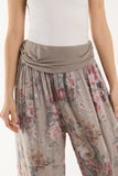 Roses Contrast Waist Harem Trousers For Women  - Dropwear