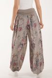 Roses Contrast Waist Harem Trousers For Women  - Dropwear